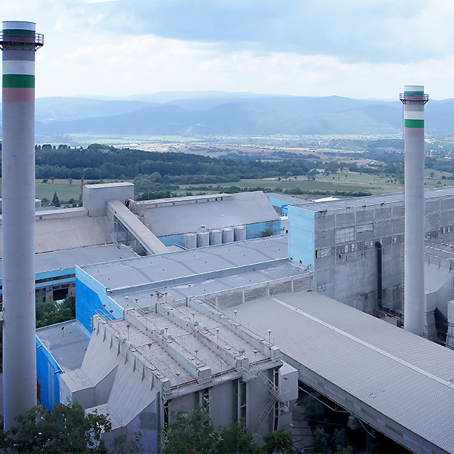 View of the two chimneys of the Enrichment Complex Ellatzite-Med.