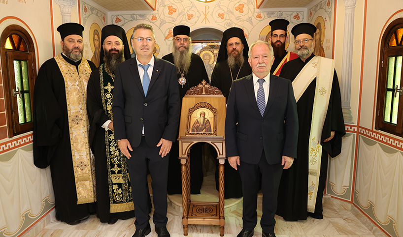 Prof. DSC. Eng. Tzolo Voutov with priests for the consecration of a temple.