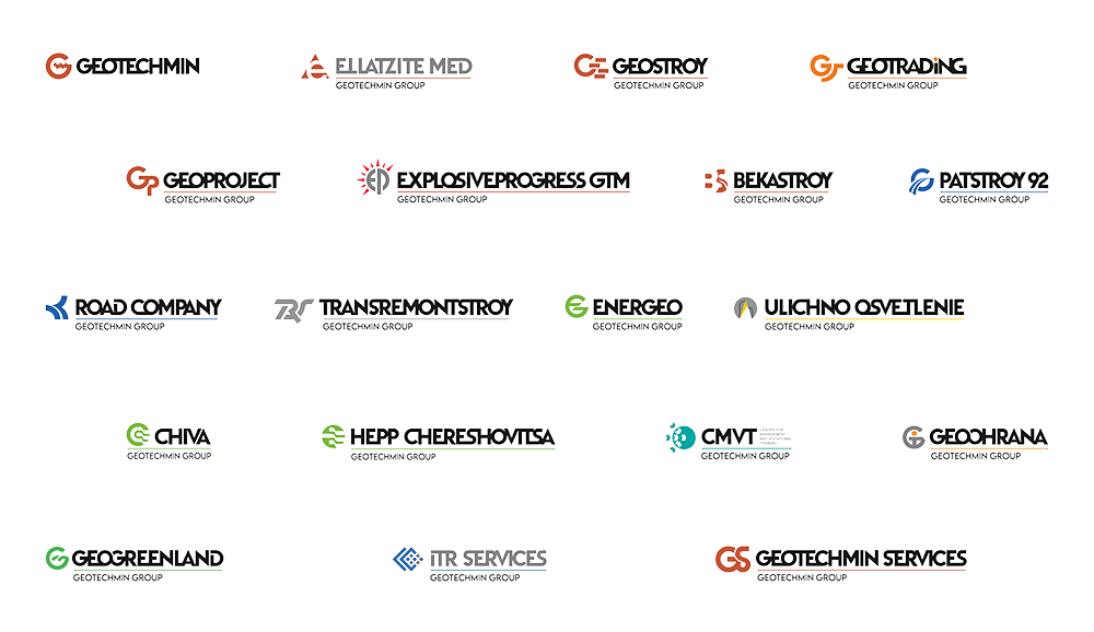 Logos of all the companies in GEOTECHMIN group.